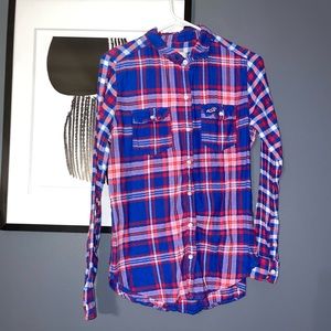 Hollister Blue, Red and White Flannel Size Medium